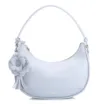 Bolsa De Mão Flor Couro Azul - imagem 1