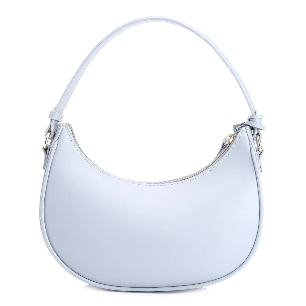 Bolsa De Mão Flor Couro Azul - imagem 4
