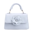 Bolsa De Mão Flor Couro Azul - imagem 1