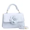 Bolsa De Mão Flor Couro Azul - imagem 3