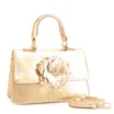Bolsa De Mão Flor Couro Dourado - imagem 3