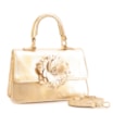 Bolsa De Mão Flor Couro Dourado - imagem 3