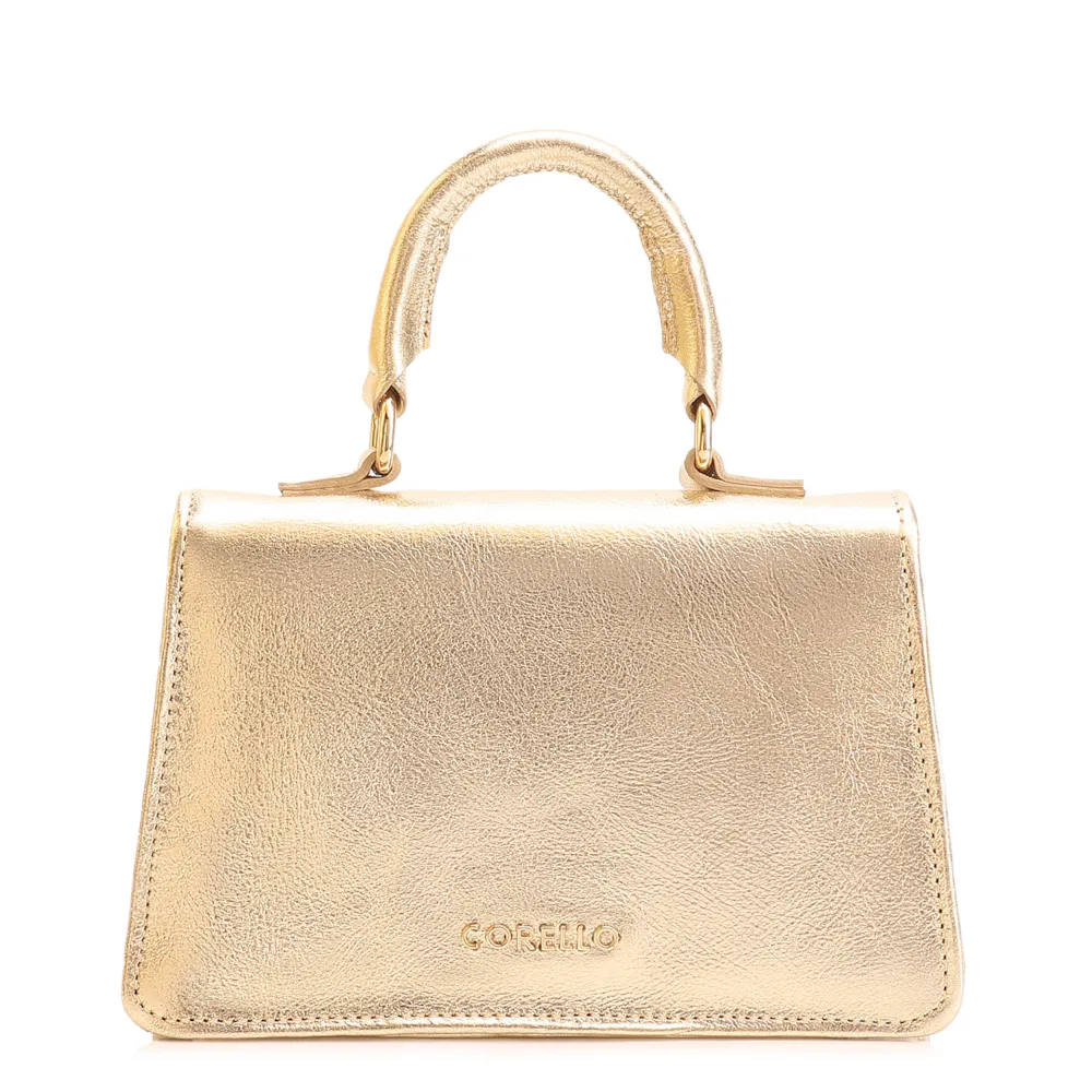 Bolsa De Mão Flor Couro Dourado - imagem 4