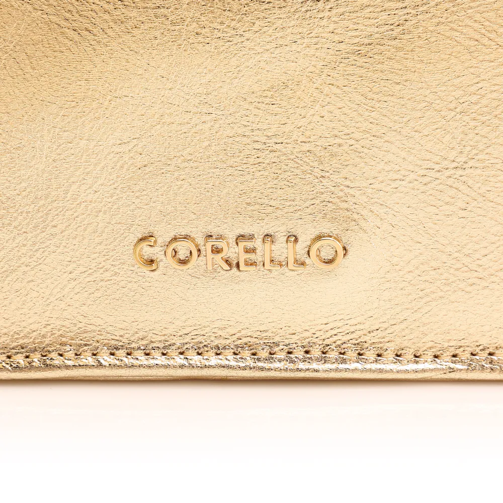 Bolsa De Mão Flor Couro Dourado - imagem 7
