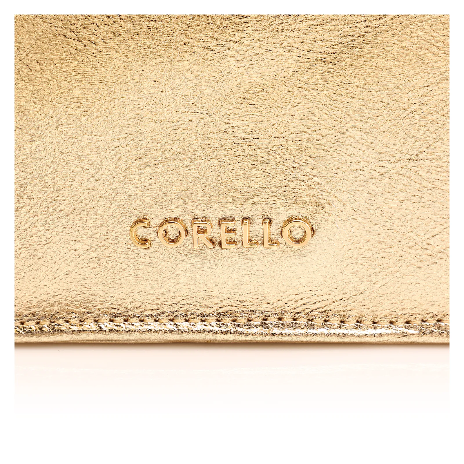 Bolsa De Mão Flor Couro Dourado