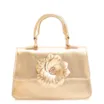 Bolsa De Mão Flor Couro Dourado - imagem 1