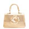 Bolsa De Mão Flor Couro Dourado - imagem 1