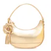 Bolsa De Mão Flor Couro Dourado - imagem 1