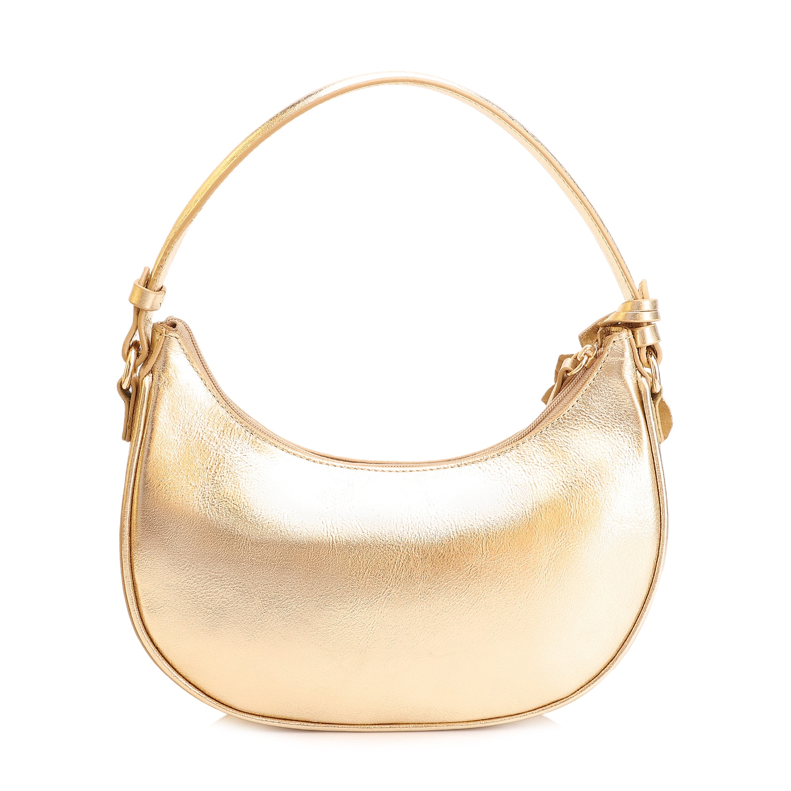 Bolsa De Mão Flor Couro Dourado
