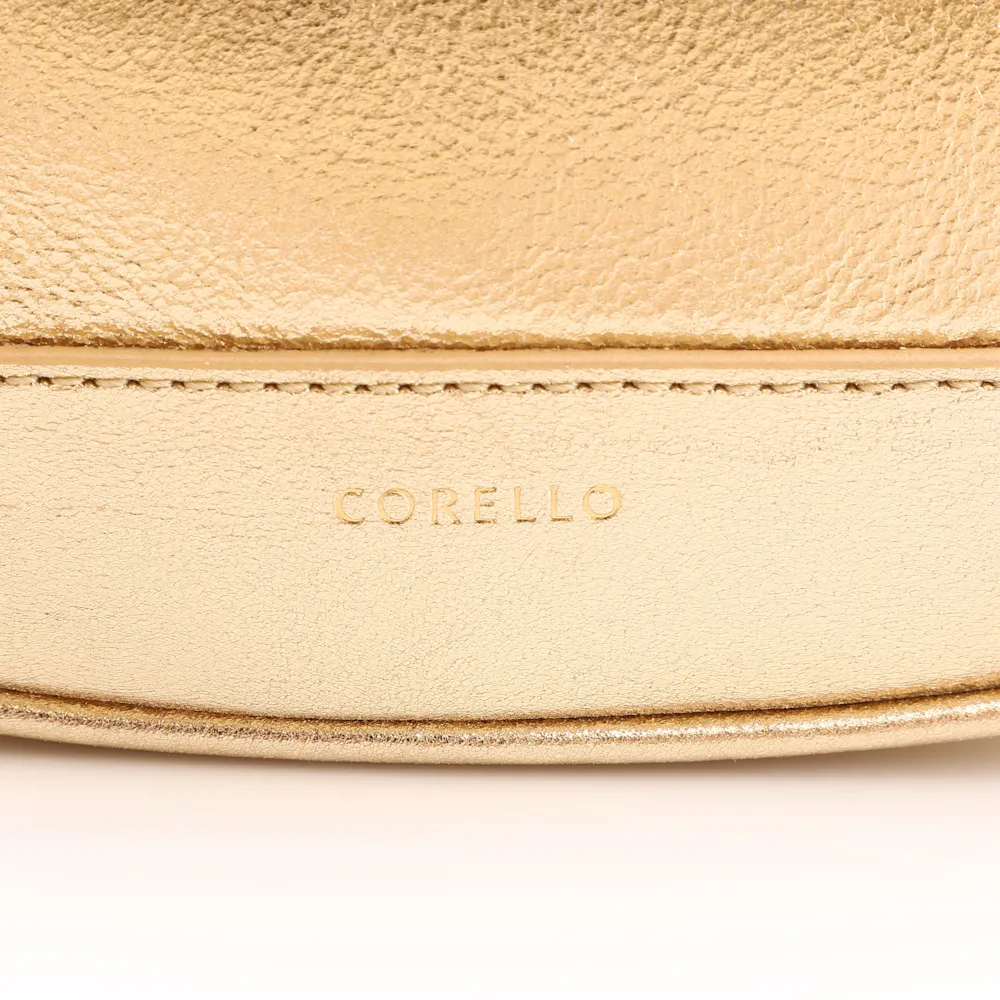 Bolsa De Mão Flor Couro Dourado - imagem 7
