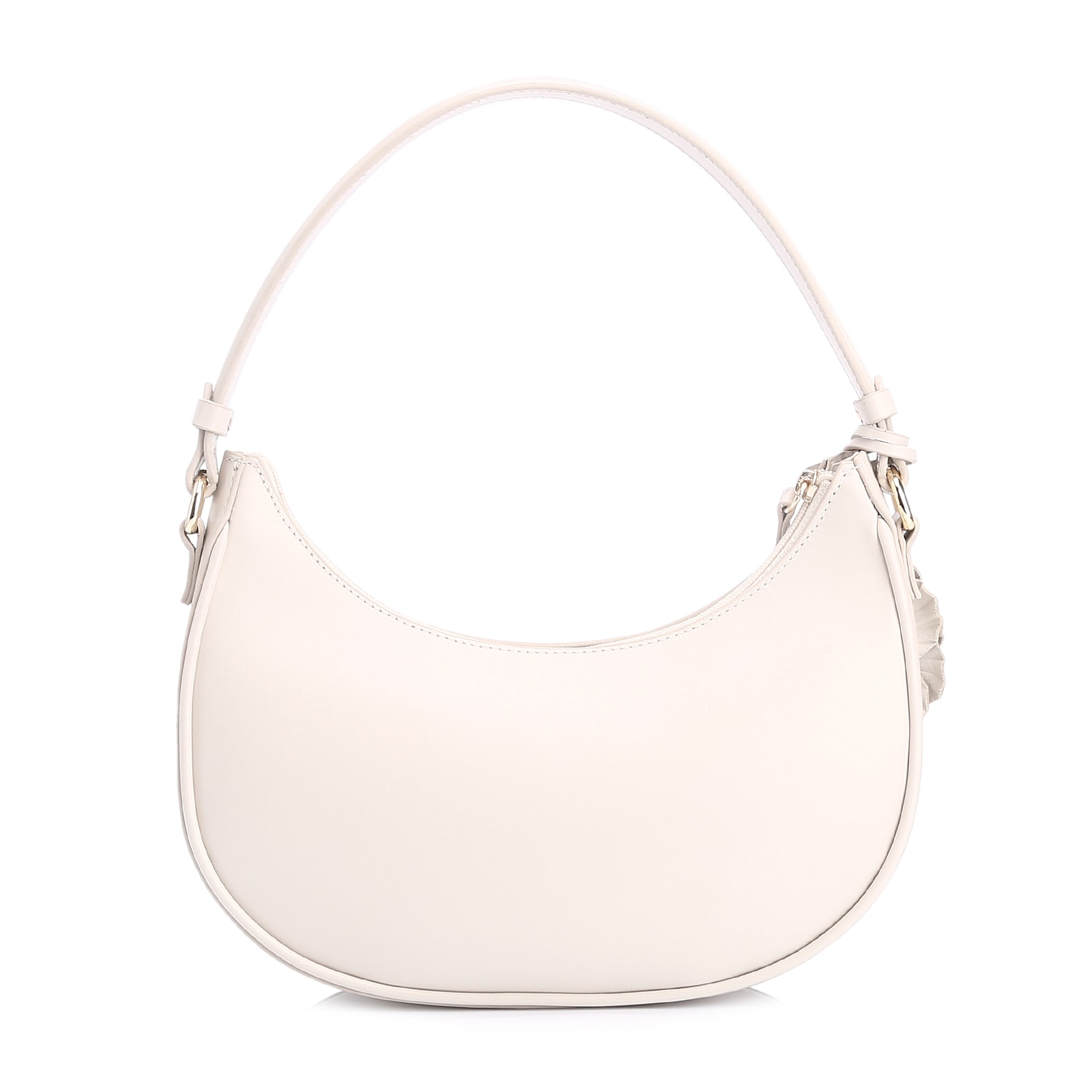 Bolsa De Mão Flor Couro Off White