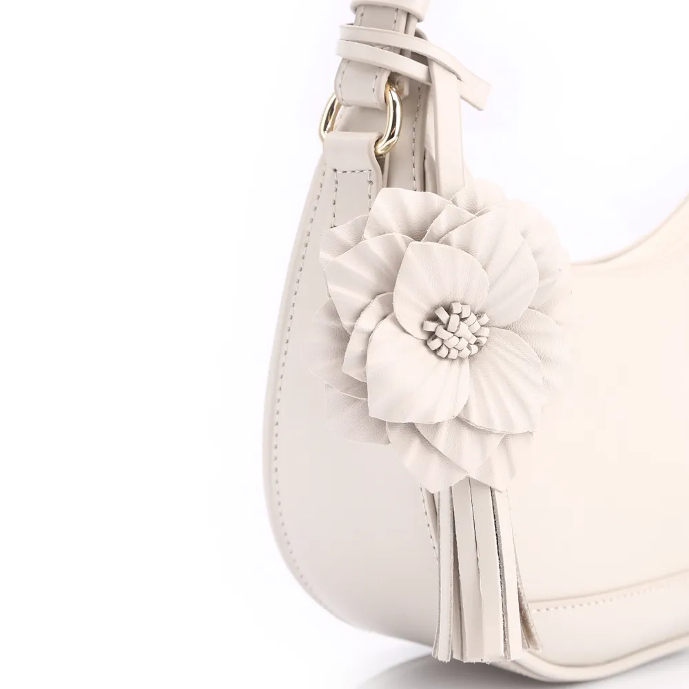 Bolsa De Mão Flor Couro Off White - imagem 6