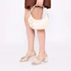 Bolsa De Mão Flor Couro Off White - imagem 8