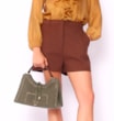 Bolsa De Mão Laser Cut Couro Camurça/Couro Verde - imagem 2