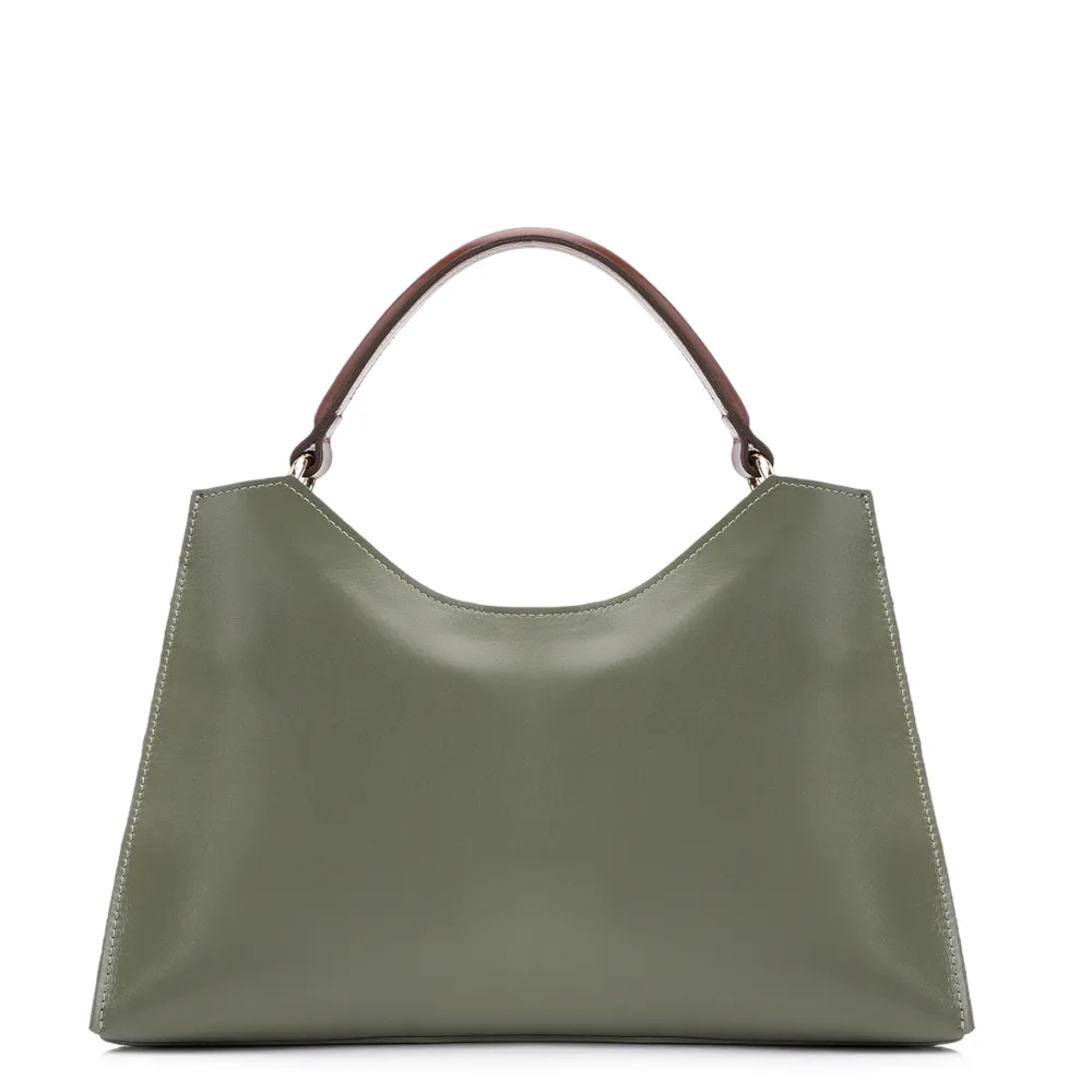 Bolsa De Mão Laser Cut Couro Camurça/Couro Verde - imagem 4