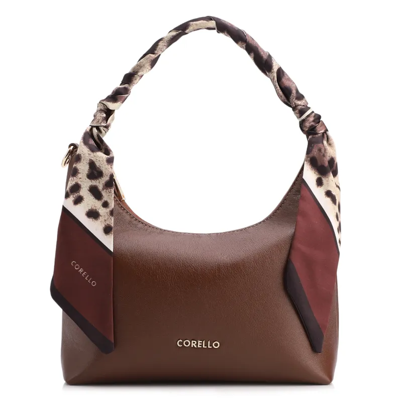 Bolsa De Mão Lenço Couro Marrom