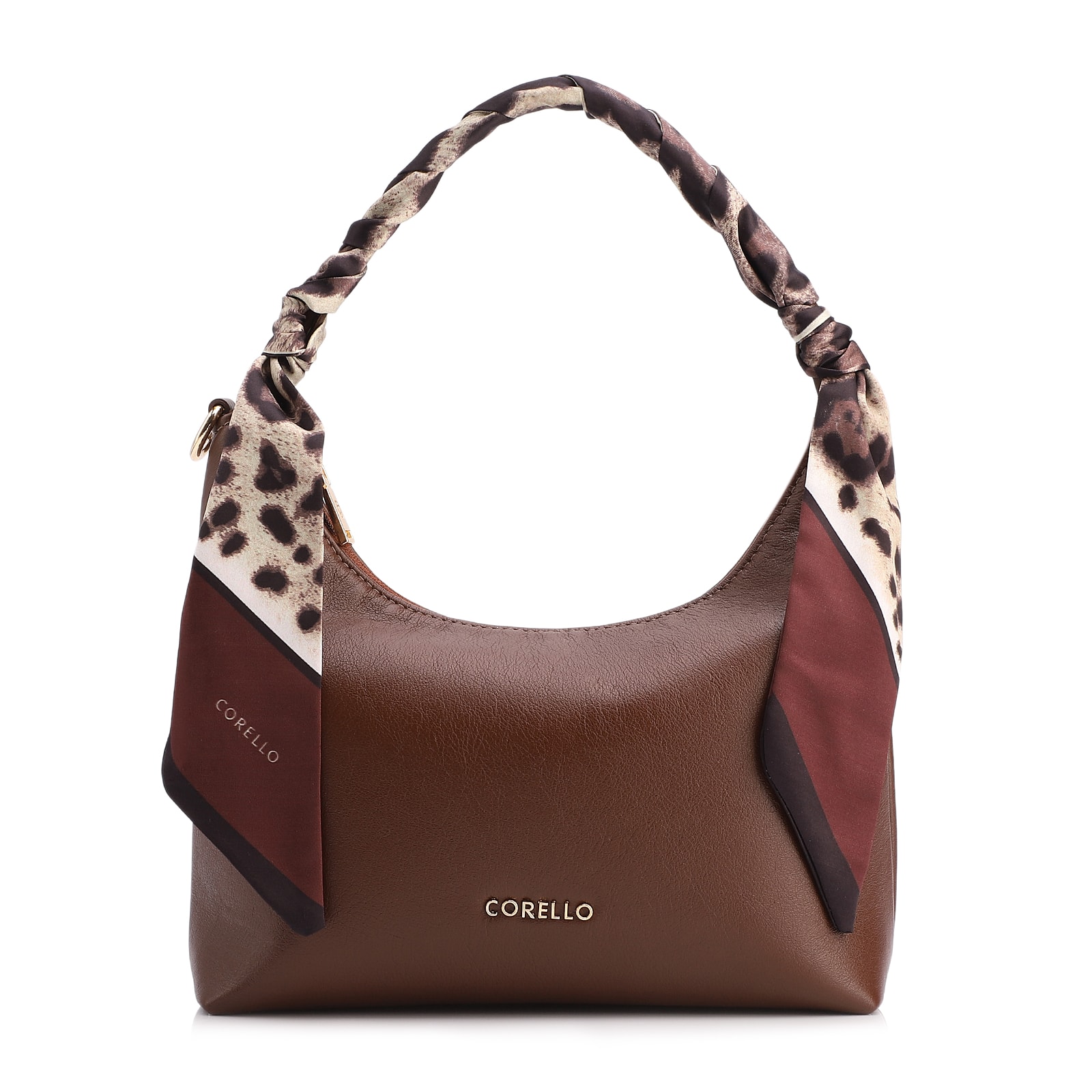 Bolsa De Mão Lenço Couro Marrom