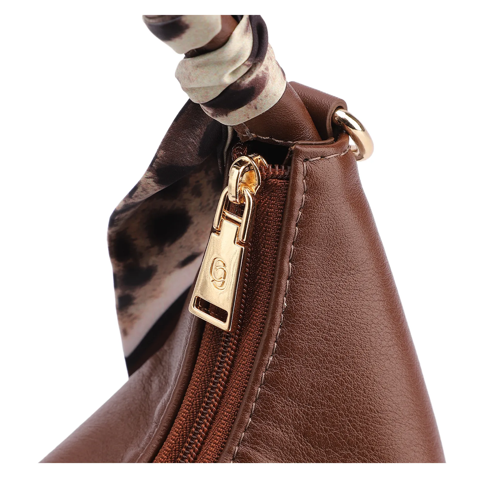 Bolsa De Mão Lenço Couro Marrom