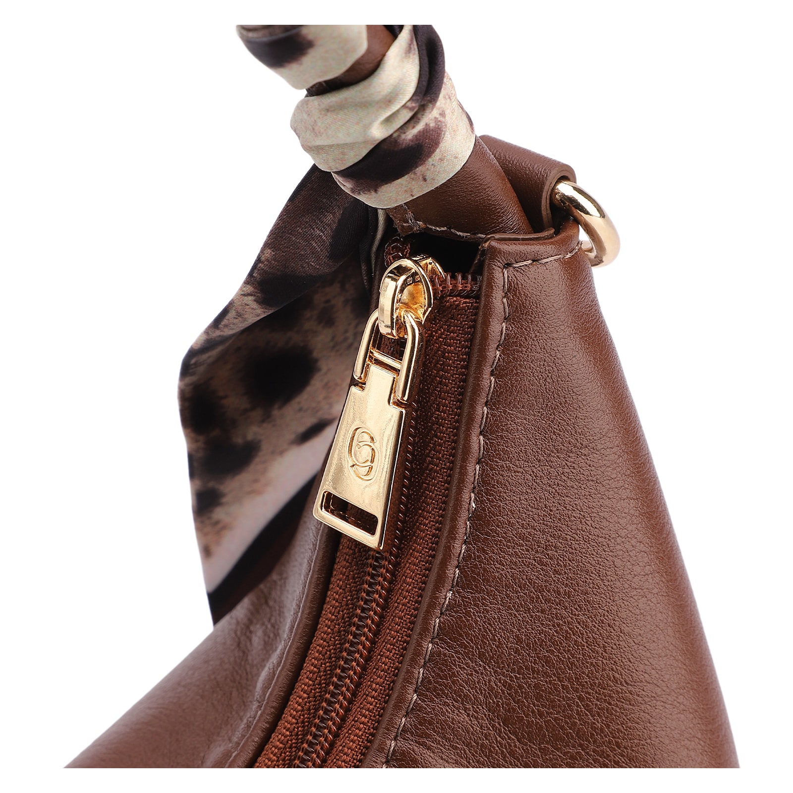 Bolsa De Mão Lenço Couro Marrom