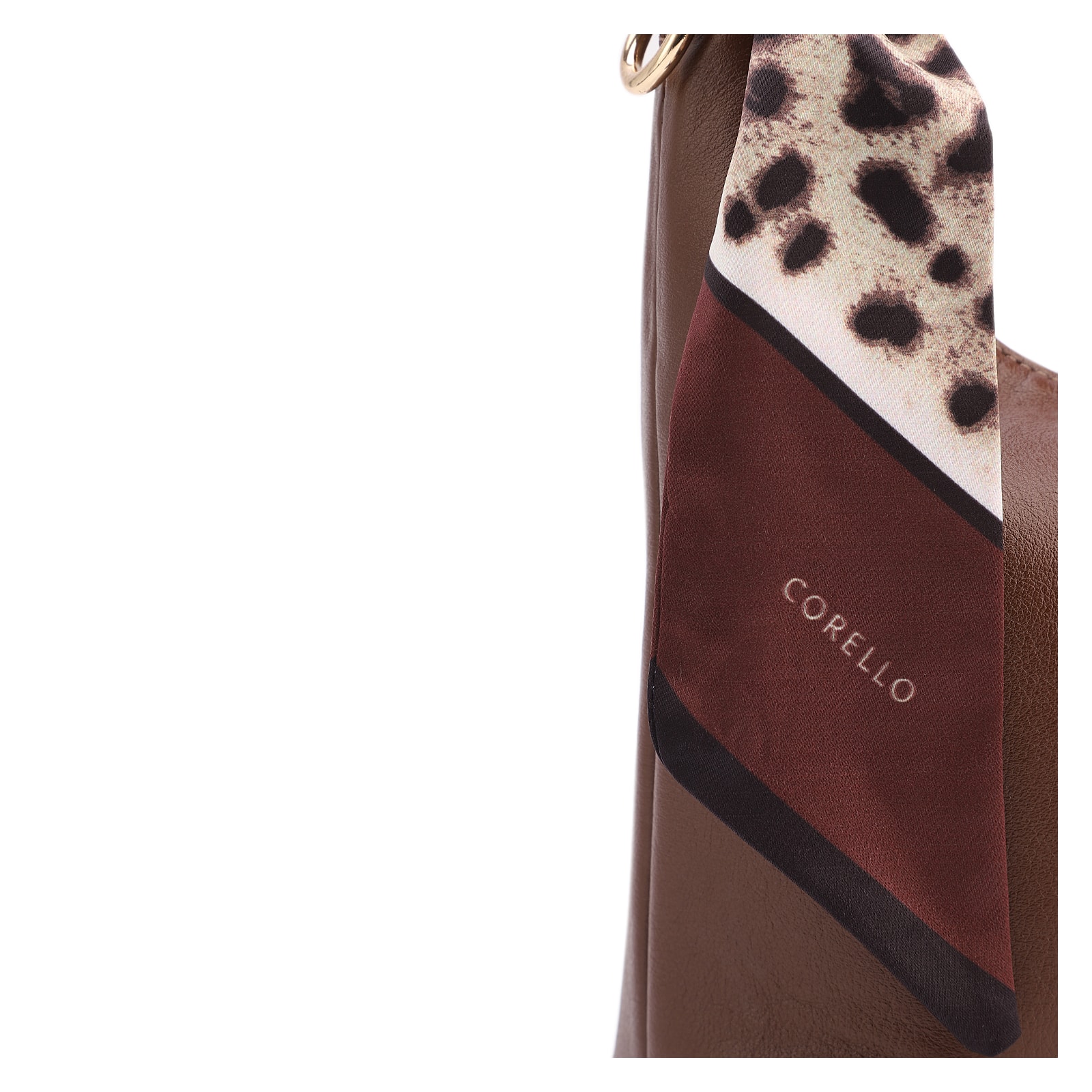Bolsa De Mão Lenço Couro Marrom