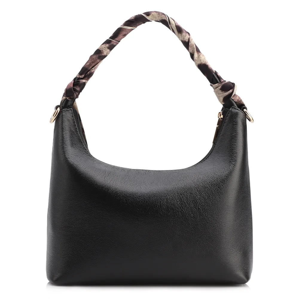 Bolsa De Mão Lenço Couro Preto - imagem 3