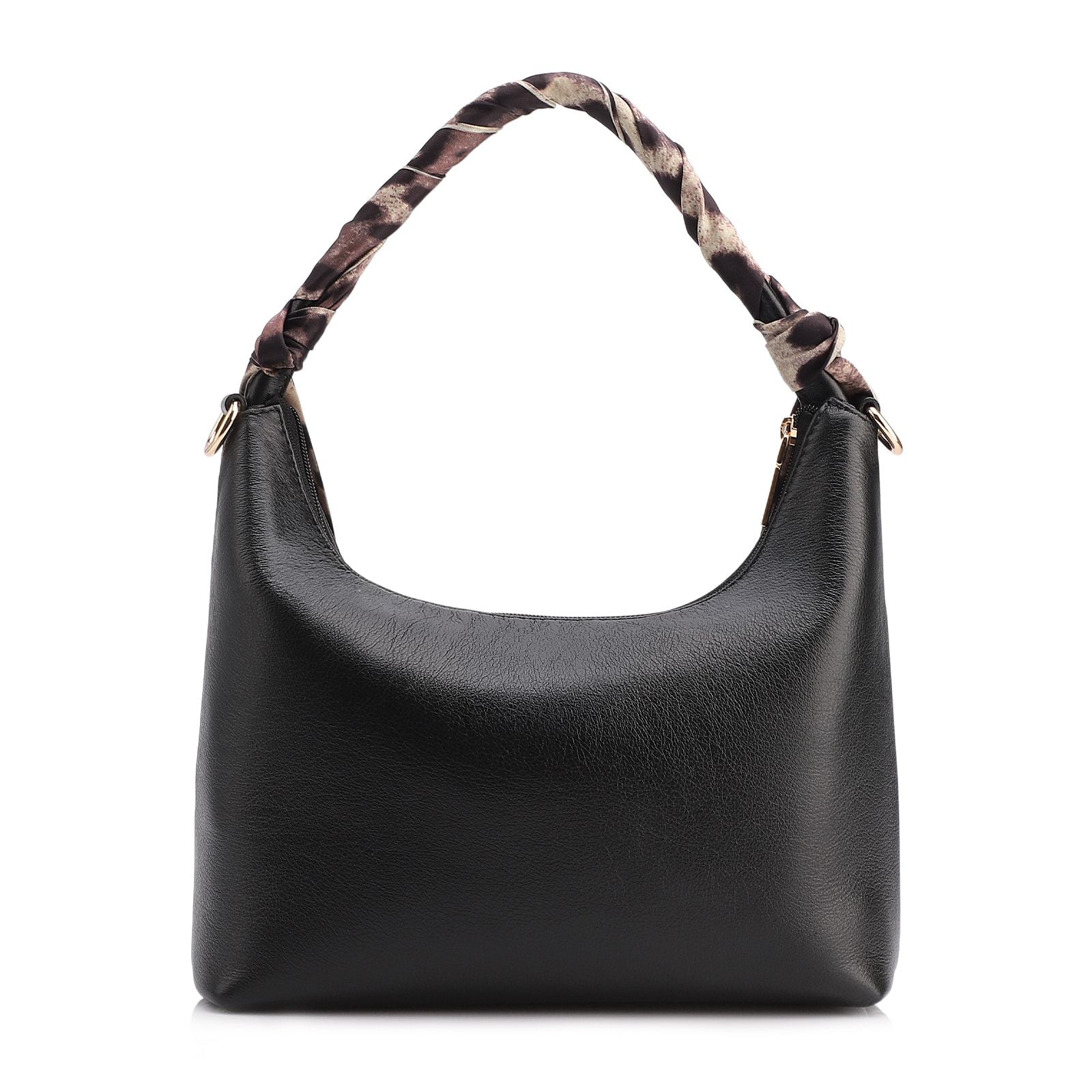 Bolsa De Mão Lenço Couro Preto