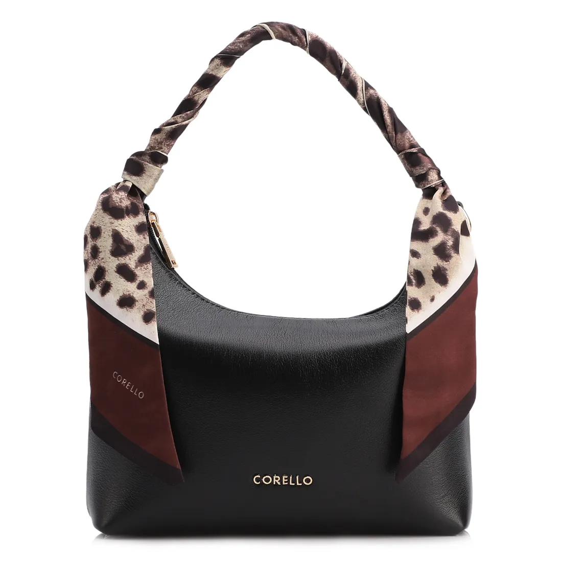 Bolsa De Mão Lenço Couro Preto