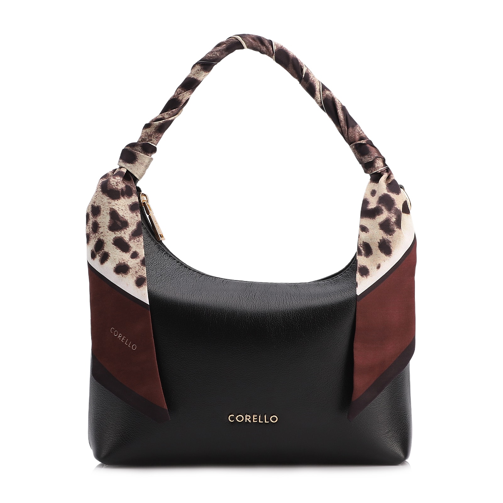 Bolsa De Mão Lenço Couro Preto