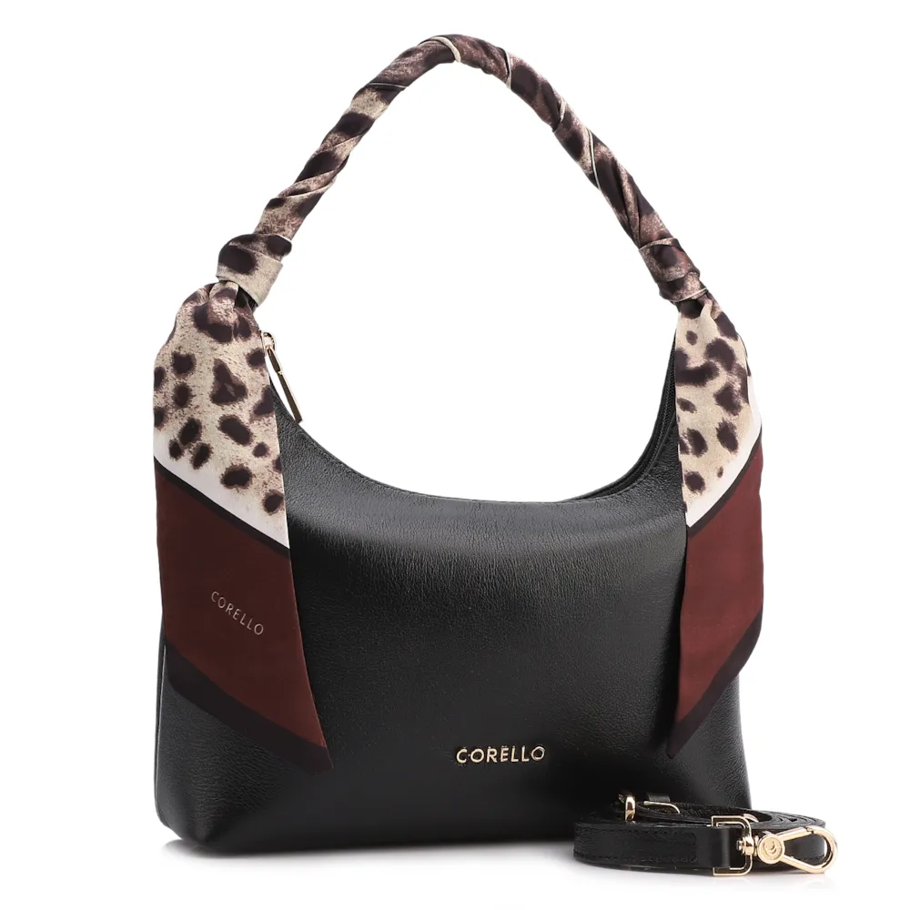 Bolsa De Mão Lenço Couro Preto - imagem 2