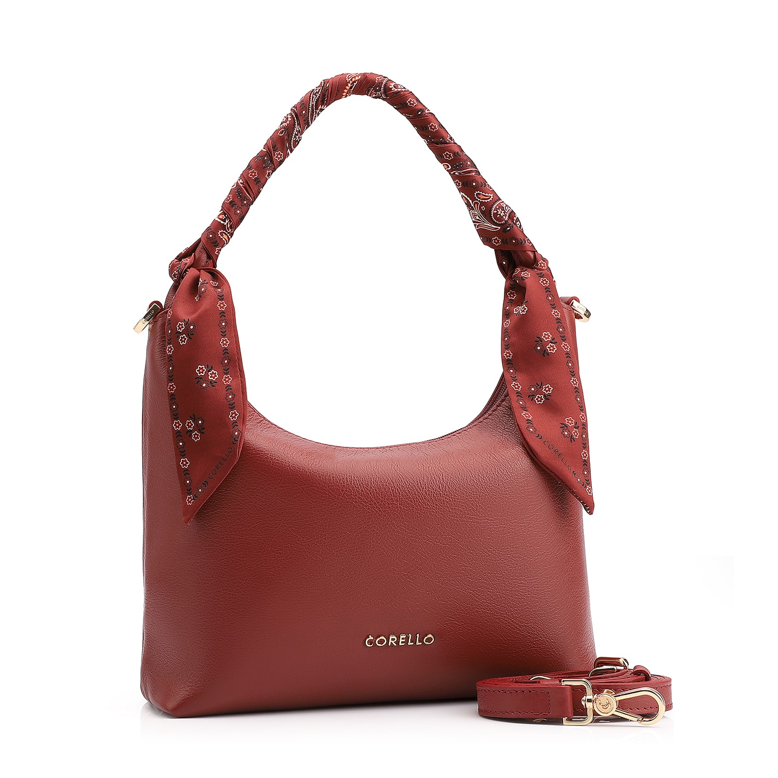 Bolsa De Mão Lenço Couro Vermelho