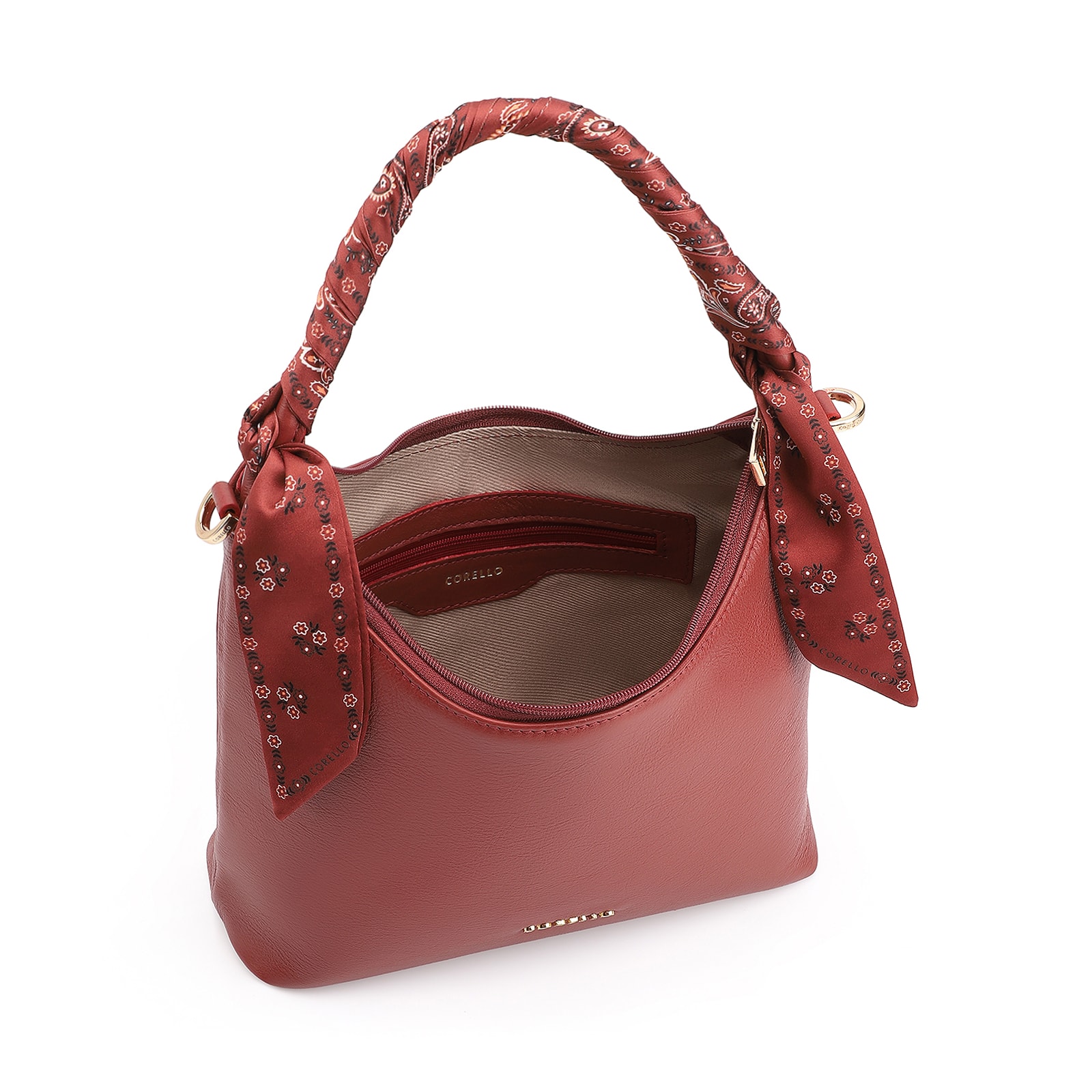 Bolsa De Mão Lenço Couro Vermelho