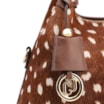 Bolsa De Mão Média Couro Marrom Animal Print Pelo - imagem 5