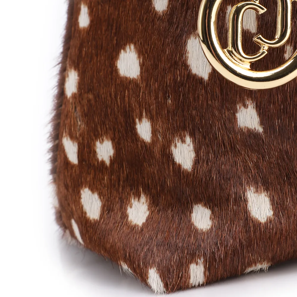 Bolsa De Mão Média Couro Marrom Animal Print Pelo - imagem 6