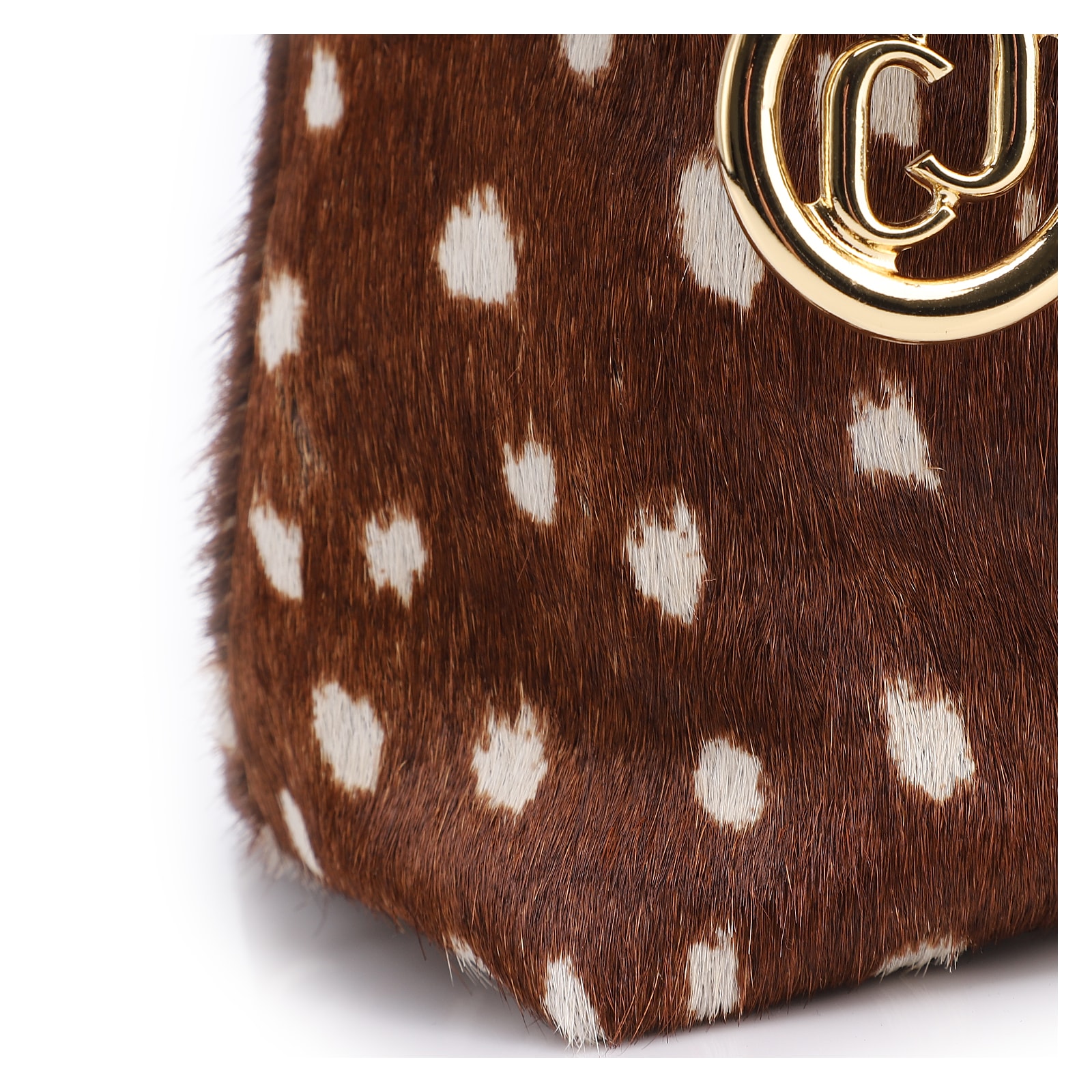 Bolsa De Mão Média Couro Marrom Animal Print Pelo