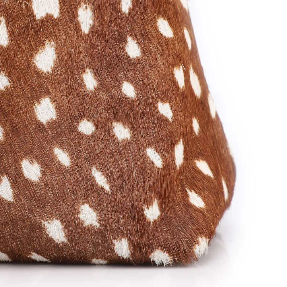 Bolsa De Mão Média Couro Marrom Animal Print Pelo - imagem 7