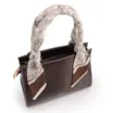 Bolsa De Mão Média Couro Marrom Lenço Python - imagem 5