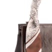 Bolsa De Mão Média Couro Marrom Lenço Python - imagem 7