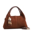 Bolsa De Mão Média Couro Nobuck Floater Marrom Miçangas - imagem 2