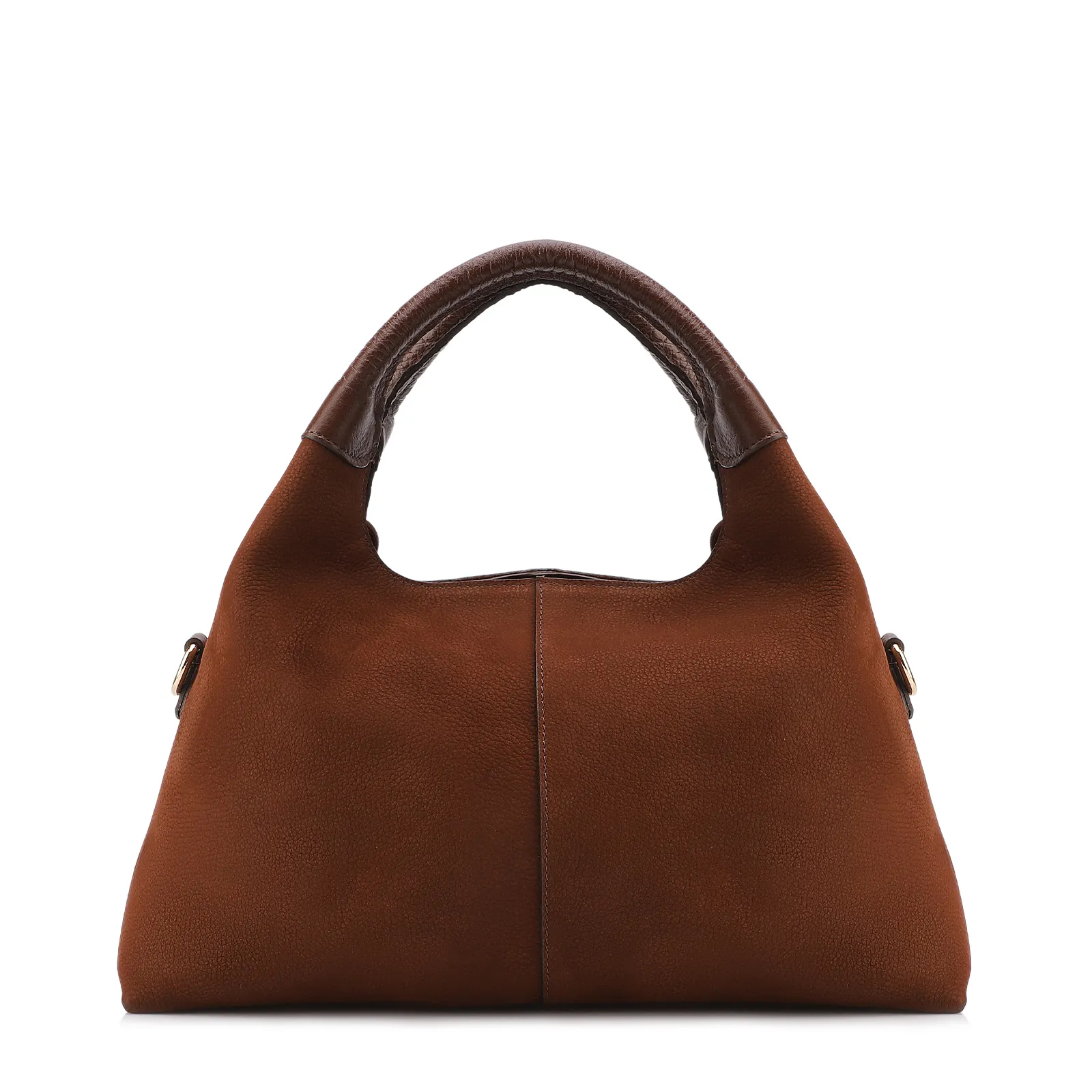 Bolsa De Mão Média Couro Nobuck Floater Marrom Miçangas