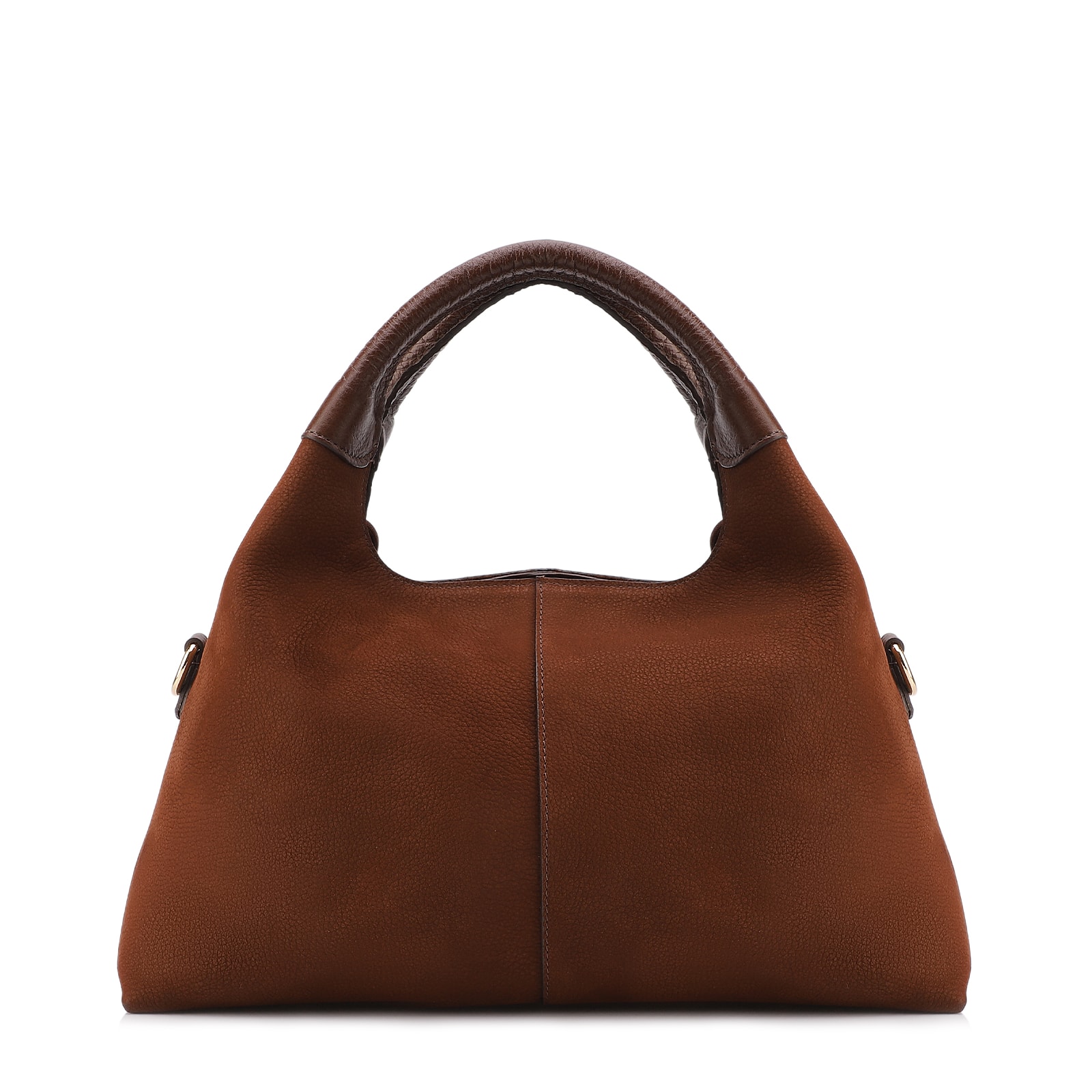 Bolsa De Mão Média Couro Nobuck Floater Marrom Miçangas