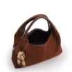 Bolsa De Mão Média Couro Nobuck Floater Marrom Miçangas - imagem 4