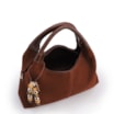 Bolsa De Mão Média Couro Nobuck Floater Marrom Miçangas - imagem 4