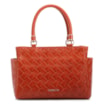 Bolsa De Mão Média Couro Textura Tressê Laranja Bolso Lateral - imagem 1