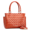 Bolsa De Mão Média Couro Textura Tressê Laranja Bolso Lateral - imagem 2