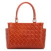 Bolsa De Mão Média Couro Textura Tressê Laranja Bolso Lateral - imagem 3