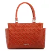 Bolsa De Mão Média Couro Textura Tressê Laranja Bolso Lateral - imagem 1