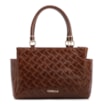 Bolsa De Mão Média Couro Textura Tressê Marrom Bolso Lateral - imagem 1