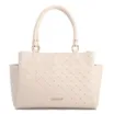 Bolsa De Mão Média Couro Textura Tressê Off White Bolso Lateral - imagem 1
