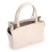 Bolsa De Mão Média Couro Textura Tressê Off White Bolso Lateral - imagem 2
