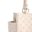 Bolsa De Mão Média Couro Textura Tressê Off White Bolso Lateral - imagem 5